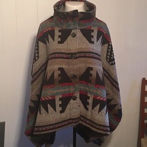 Aztec Print Poncho